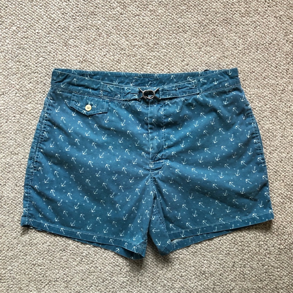 Vintage Polo Ralph Lauren Men’s Riviera Nautical Anchor Swim Trunks Late90s/Y2K
